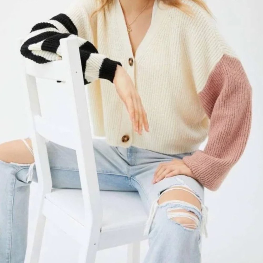 Urban Outfitters Truly, Madly, Deeply Piper Ballon-Sleeved Cardigan